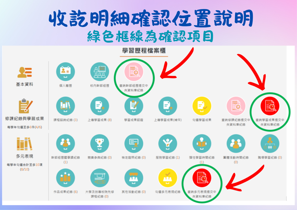 收訖明細確認位置